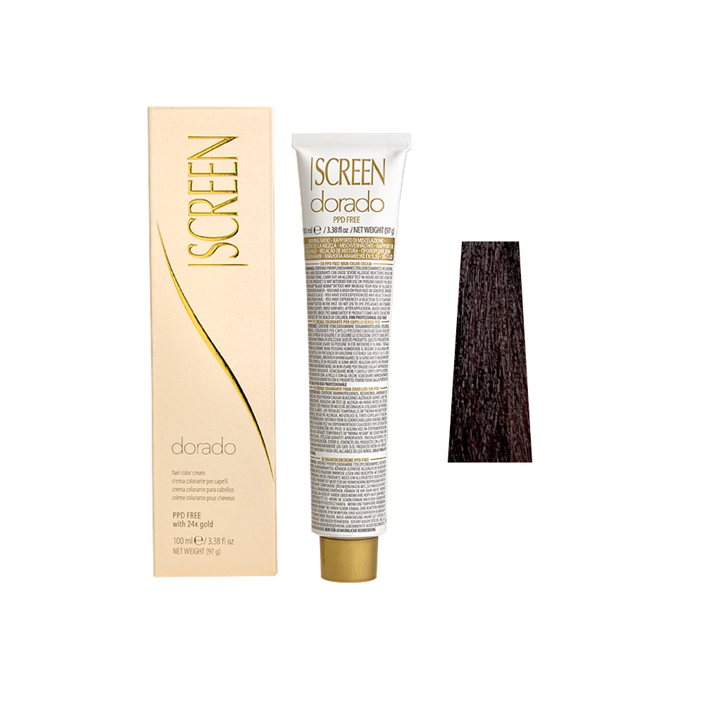 Крем-фарба для волосся перманентна з 24-каратним золотом SCREEN Dorado 4VV (4.22) Deep Violet Вrown, 100 ml - 1